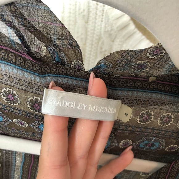 BADGLEY MISCHKA/ silk paisley bow blouse - Picture 5 of 7